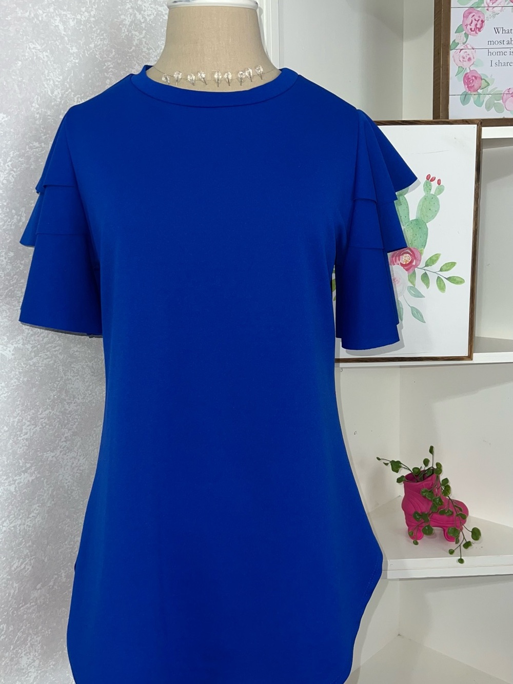 Jasmine Royal Blue Tiered Short-Sleeve Tee